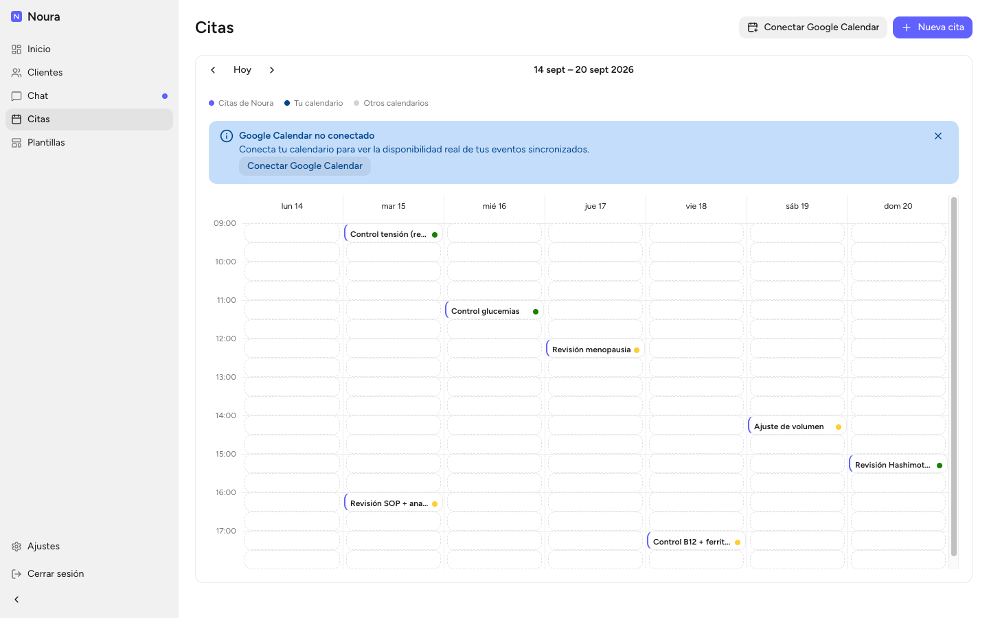 Agenda con Google Calendar y Meet
