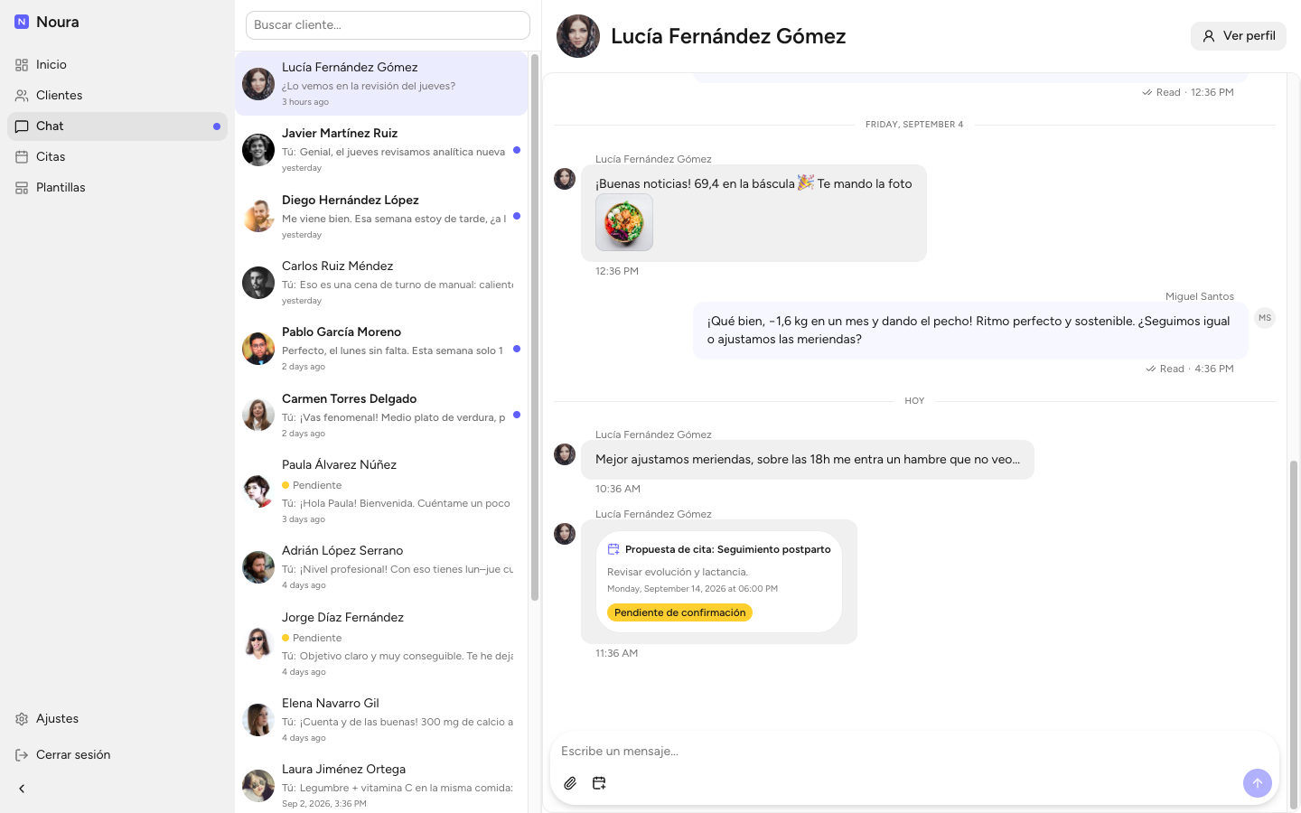 Chat clínico profesional