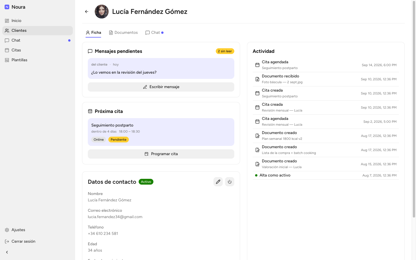 Ficha 360° y control de adherencia